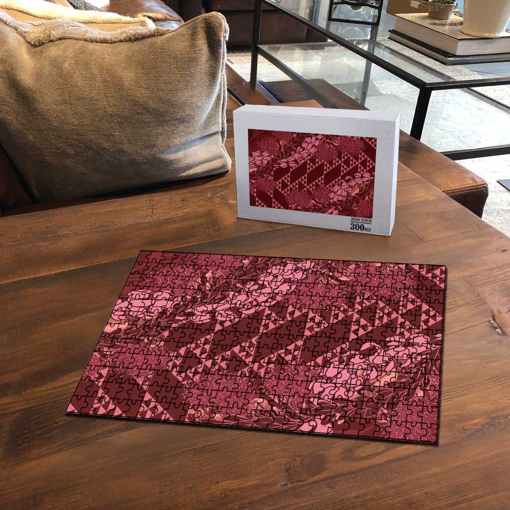 Maroon Aloha Hawaii Puzzle Hawaiian Kakau Ohia Lehua Lei - Polynesian Pride