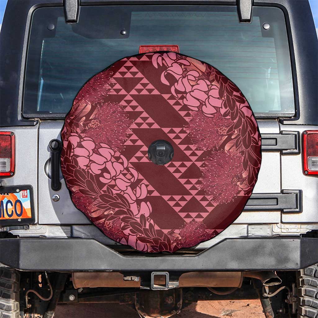 Maroon Aloha Hawaii Spare Tire Cover Hawaiian Kakau Ohia Lehua Lei - Polynesian Pride
