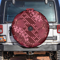 Maroon Aloha Hawaii Spare Tire Cover Hawaiian Kakau Ohia Lehua Lei - Polynesian Pride
