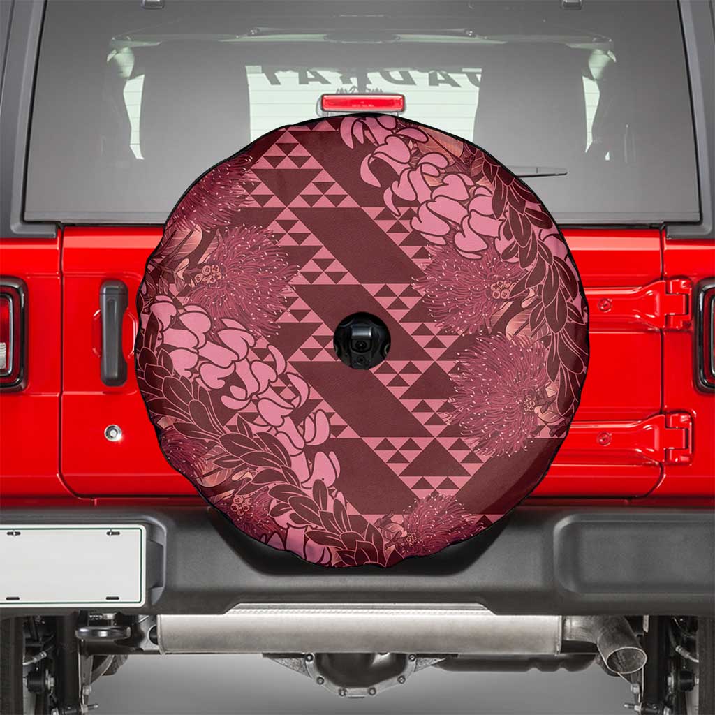Maroon Aloha Hawaii Spare Tire Cover Hawaiian Kakau Ohia Lehua Lei - Polynesian Pride