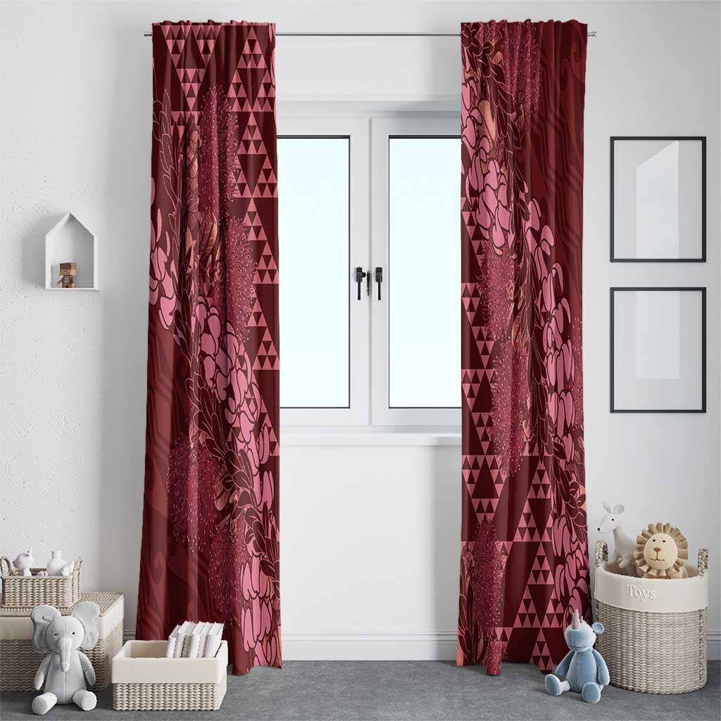 Maroon Aloha Hawaii Window Curtain Hawaiian Kakau Ohia Lehua Lei - Polynesian Pride