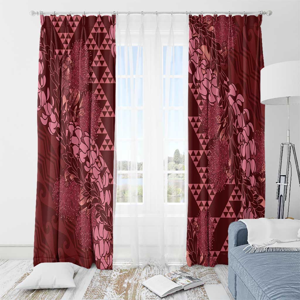 Maroon Aloha Hawaii Window Curtain Hawaiian Kakau Ohia Lehua Lei - Polynesian Pride