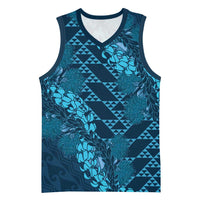 Naval Night Aloha Hawaii Basketball Jersey Hawaiian Kakau Ohia Lehua Lei - Polynesian Pride