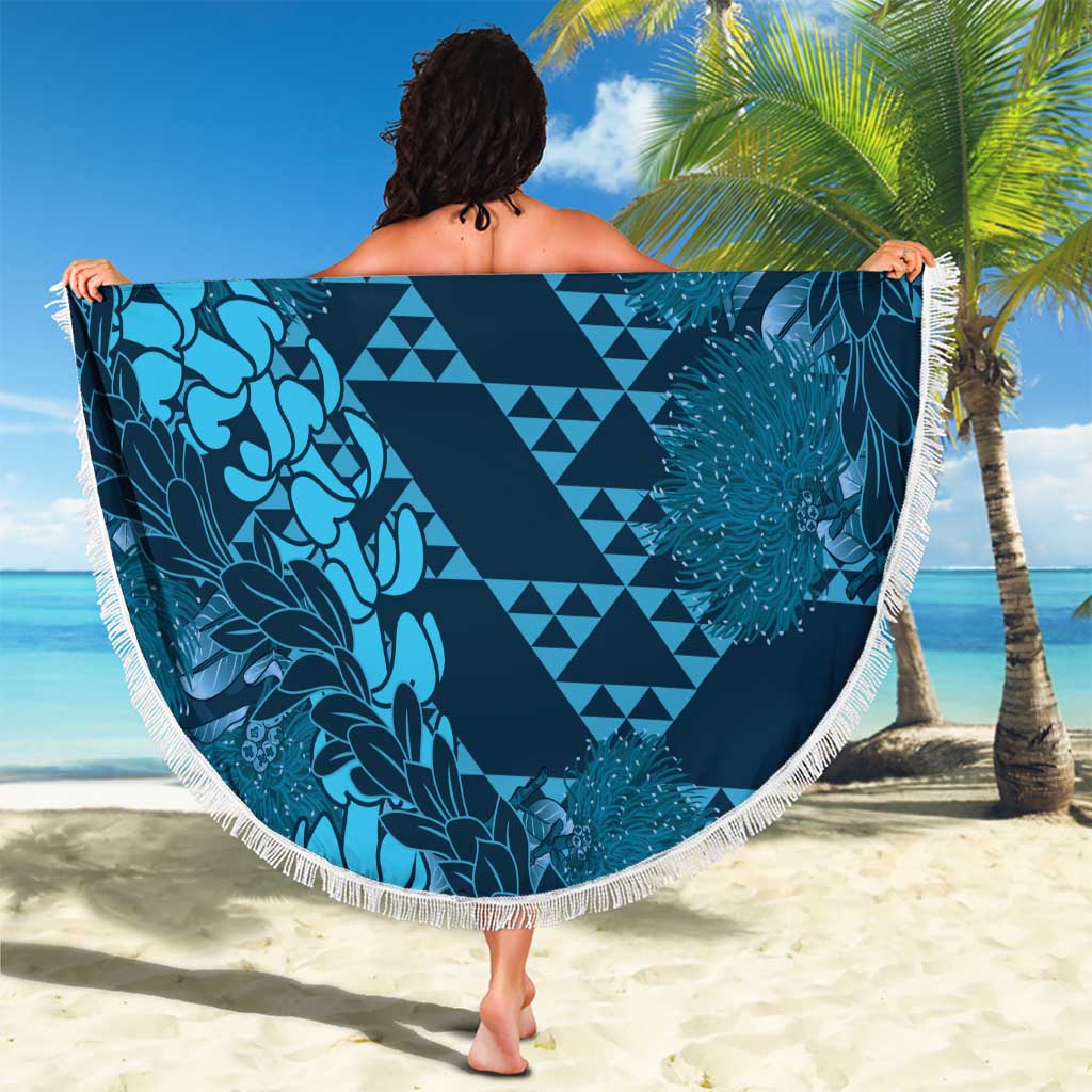 Naval Night Aloha Hawaii Beach Blanket Hawaiian Kakau Ohia Lehua Lei - Polynesian Pride