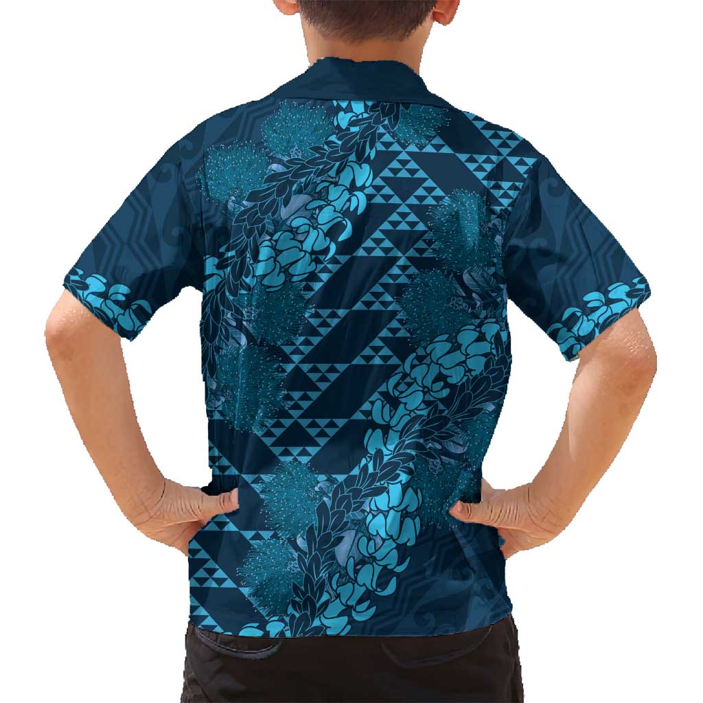 Naval Night Aloha Hawaii Family Matching Long Sleeve Bodycon Dress and Hawaiian Shirt Hawaiian Kakau Ohia Lehua Lei LT14 - Polynesian Pride