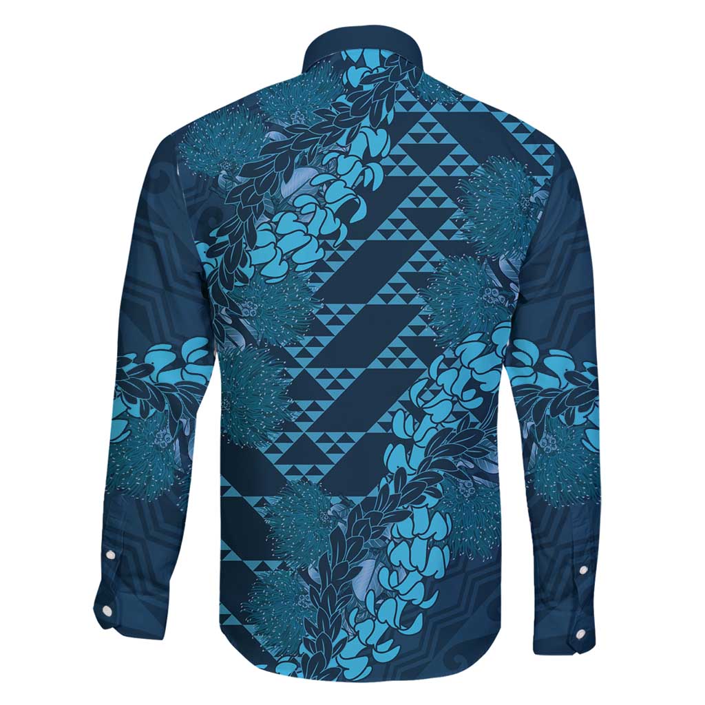 Naval Night Aloha Hawaii Family Matching Long Sleeve Bodycon Dress and Hawaiian Shirt Hawaiian Kakau Ohia Lehua Lei LT14 - Polynesian Pride
