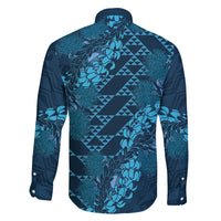 Naval Night Aloha Hawaii Family Matching Long Sleeve Bodycon Dress and Hawaiian Shirt Hawaiian Kakau Ohia Lehua Lei LT14 - Polynesian Pride
