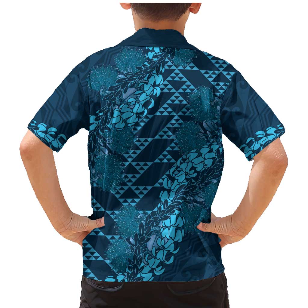 Naval Night Aloha Hawaii Family Matching Mermaid Dress and Hawaiian Shirt Hawaiian Kakau Ohia Lehua Lei LT14 - Polynesian Pride