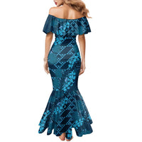 Naval Night Aloha Hawaii Family Matching Mermaid Dress and Hawaiian Shirt Hawaiian Kakau Ohia Lehua Lei LT14 - Polynesian Pride