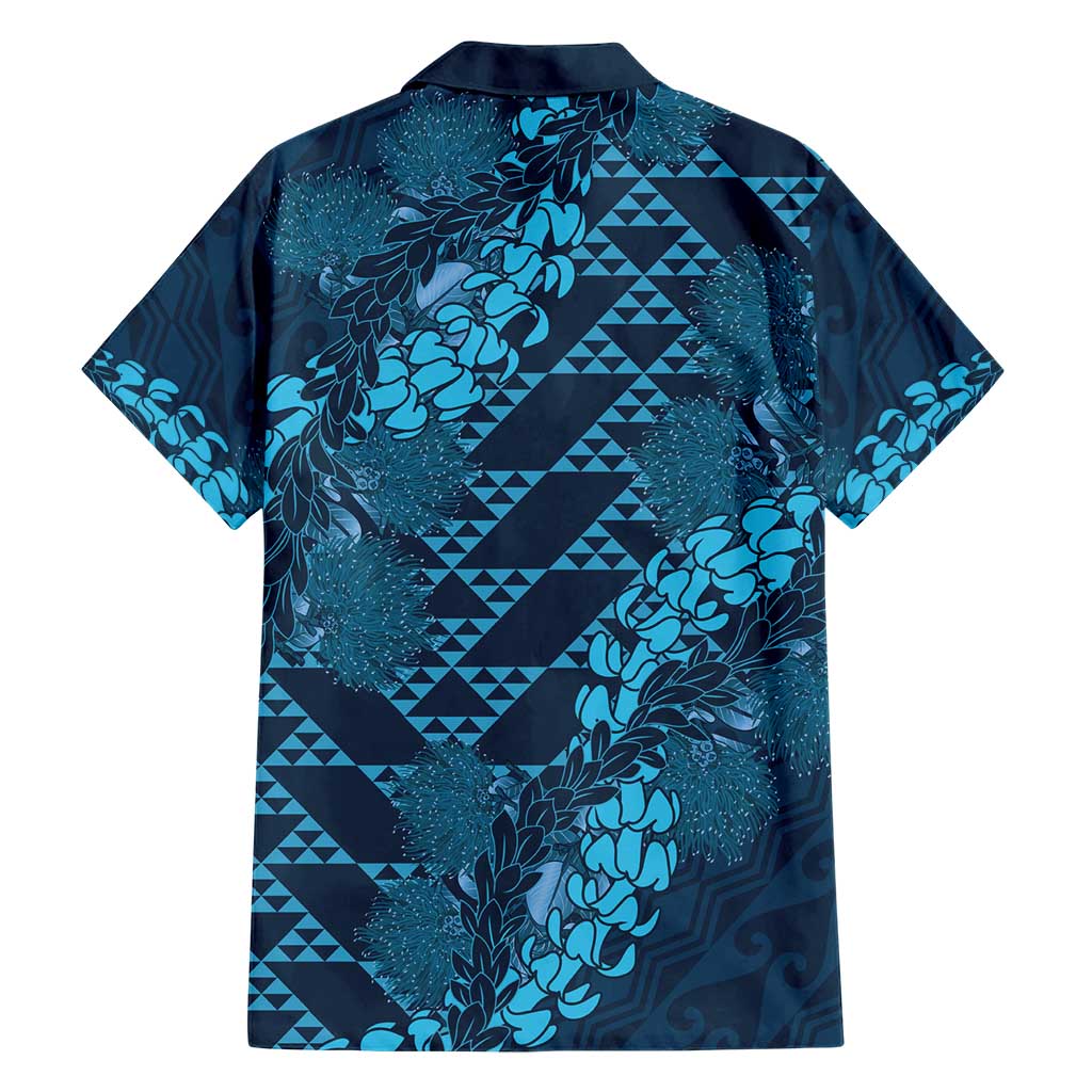 Naval Night Aloha Hawaii Family Matching Short Sleeve Bodycon Dress and Hawaiian Shirt Hawaiian Kakau Ohia Lehua Lei LT14 - Polynesian Pride