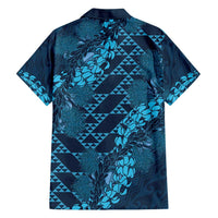 Naval Night Aloha Hawaii Family Matching Short Sleeve Bodycon Dress and Hawaiian Shirt Hawaiian Kakau Ohia Lehua Lei LT14 - Polynesian Pride