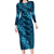 Naval Night Aloha Hawaii Long Sleeve Bodycon Dress Hawaiian Kakau Ohia Lehua Lei - Polynesian Pride