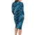 Naval Night Aloha Hawaii Long Sleeve Bodycon Dress Hawaiian Kakau Ohia Lehua Lei - Polynesian Pride
