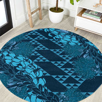 Naval Night Aloha Hawaii Round Carpet Hawaiian Kakau Ohia Lehua Lei - Polynesian Pride