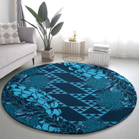 Naval Night Aloha Hawaii Round Carpet Hawaiian Kakau Ohia Lehua Lei - Polynesian Pride