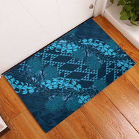 Naval Night Aloha Hawaii Rubber Doormat Hawaiian Kakau Ohia Lehua Lei - Polynesian Pride