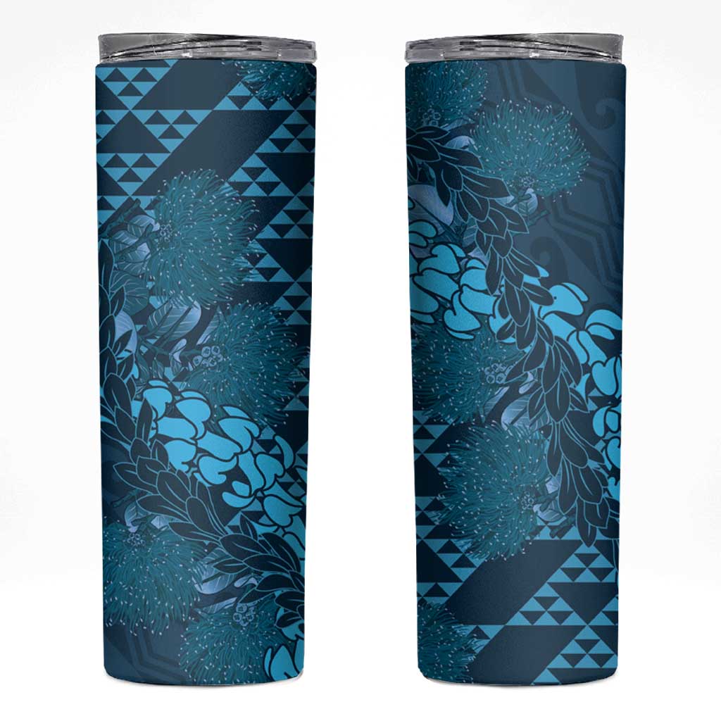 Naval Night Aloha Hawaii Skinny Tumbler Hawaiian Kakau Ohia Lehua Lei - Polynesian Pride
