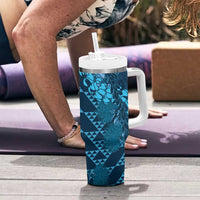 Naval Night Aloha Hawaii Tumbler With Handle Hawaiian Kakau Ohia Lehua Lei - Polynesian Pride