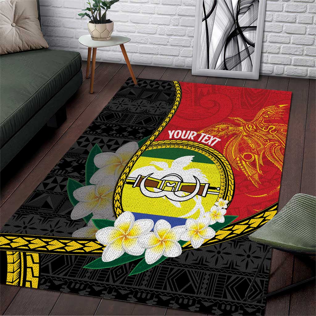 Personalised PNG Morobe Provins Area Rug Papua New Guinea Plumeria Melanesian Pattern - Polynesian Pride