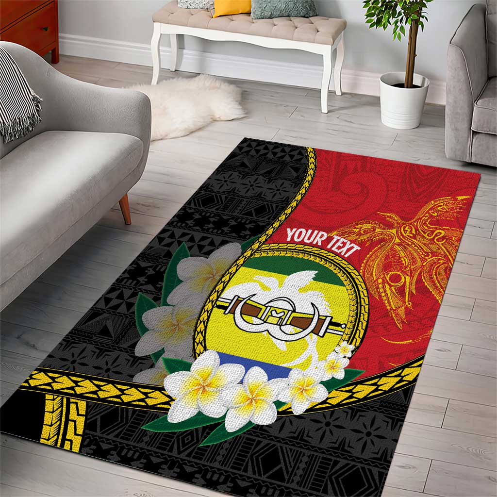 Personalised PNG Morobe Provins Area Rug Papua New Guinea Plumeria Melanesian Pattern - Polynesian Pride
