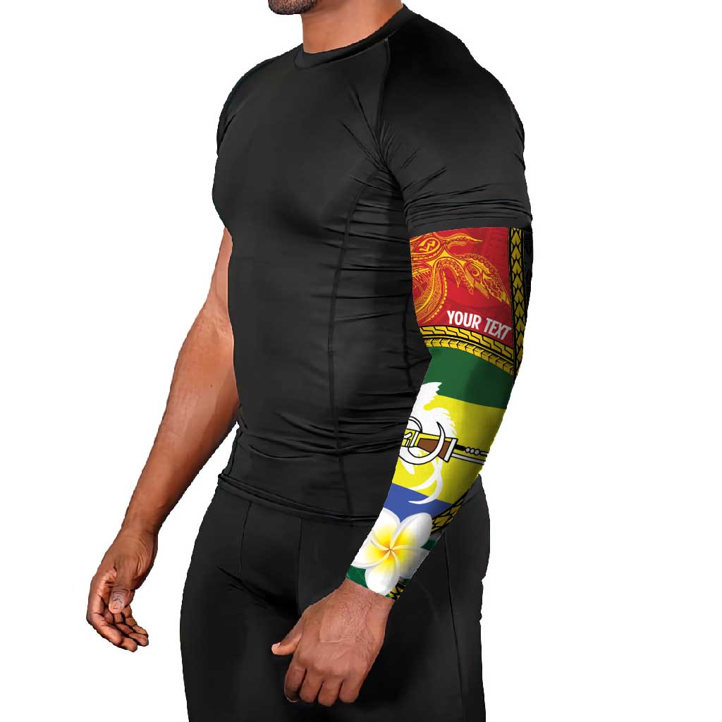 Personalised PNG Morobe Provins Arm Sleeves Papua New Guinea Plumeria Melanesian Pattern - Polynesian Pride
