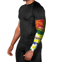 Personalised PNG Morobe Provins Arm Sleeves Papua New Guinea Plumeria Melanesian Pattern - Polynesian Pride