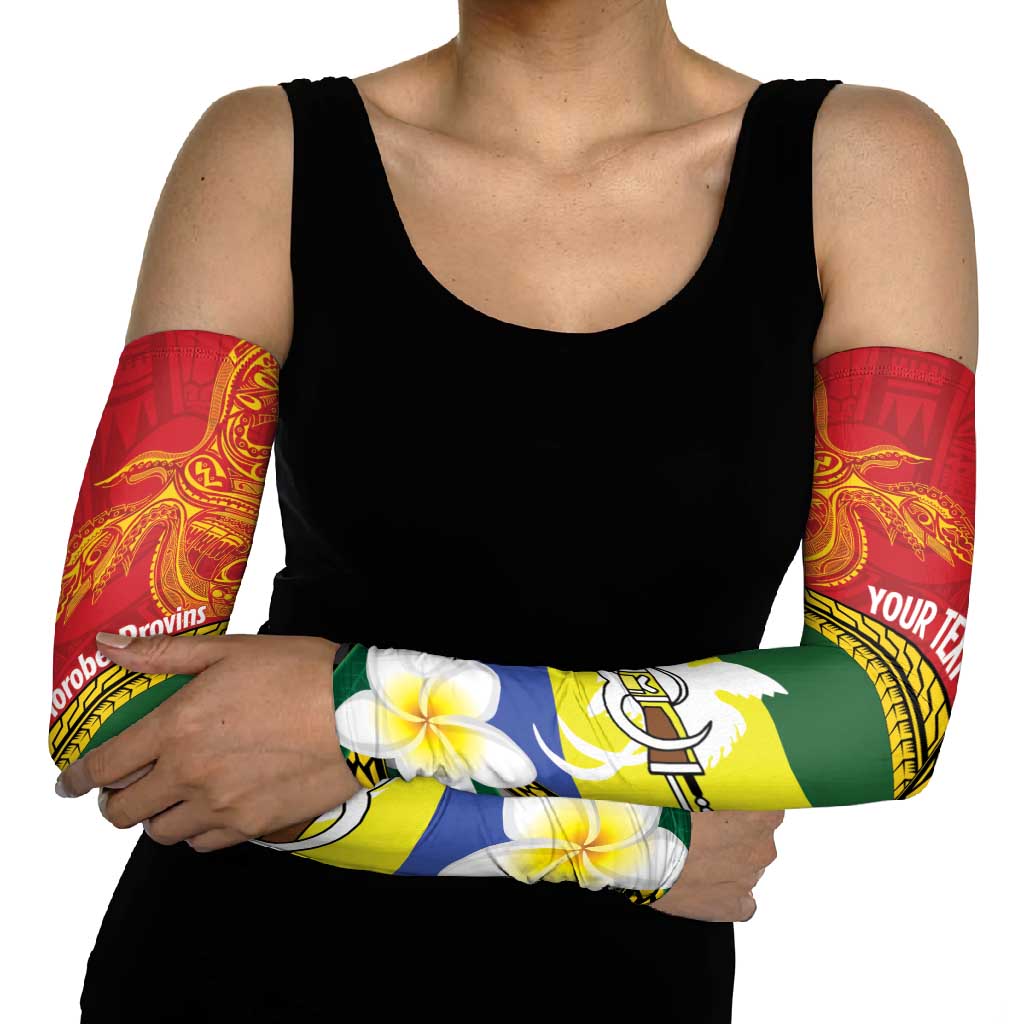 Personalised PNG Morobe Provins Arm Sleeves Papua New Guinea Plumeria Melanesian Pattern - Polynesian Pride