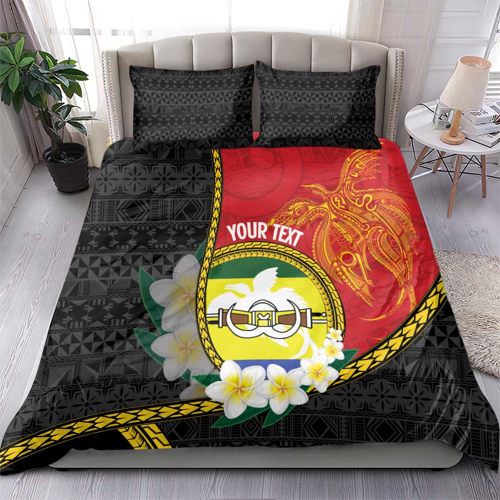 Personalised PNG Morobe Provins Bedding Set Papua New Guinea Plumeria Melanesian Pattern - Polynesian Pride