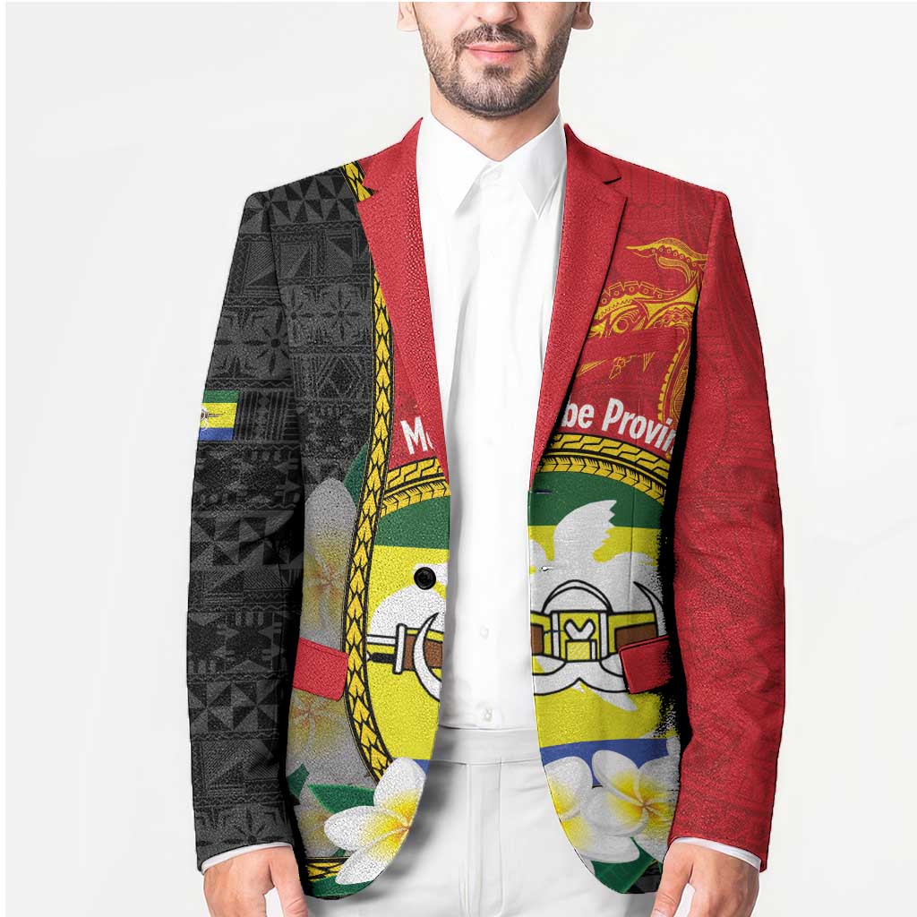 Personalised PNG Morobe Provins Blazer Papua New Guinea Plumeria Melanesian Pattern - Polynesian Pride