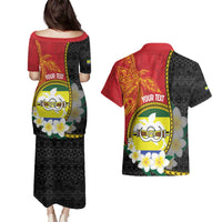 Personalised PNG Morobe Provins Couples Matching Puletasi and Hawaiian Shirt Papua New Guinea Plumeria Melanesian Pattern - Polynesian Pride