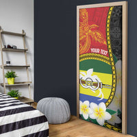 Personalised PNG Morobe Provins Door Cover Papua New Guinea Plumeria Melanesian Pattern - Polynesian Pride
