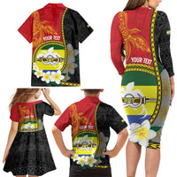 Personalised PNG Morobe Provins Family Matching Long Sleeve Bodycon Dress and Hawaiian Shirt Papua New Guinea Plumeria Melanesian Pattern - Polynesian Pride
