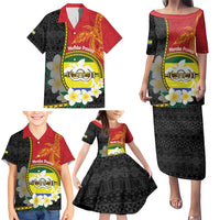 Personalised PNG Morobe Provins Family Matching Puletasi and Hawaiian Shirt Papua New Guinea Plumeria Melanesian Pattern - Polynesian Pride