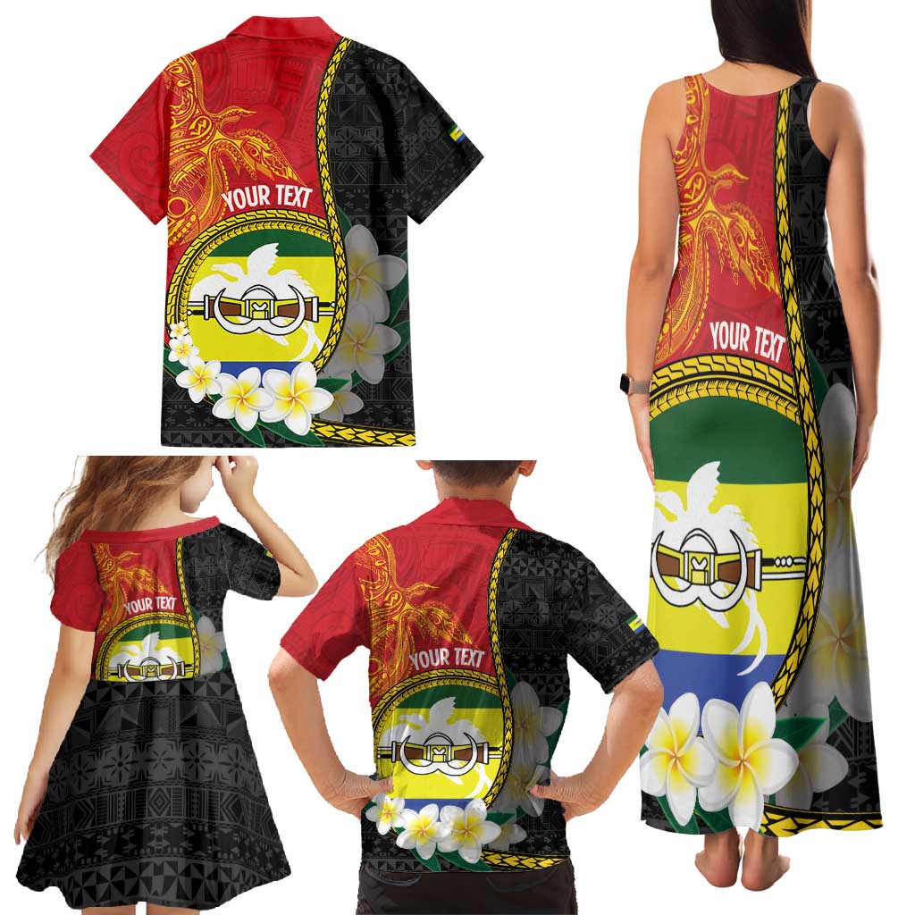 Personalised PNG Morobe Provins Family Matching Tank Maxi Dress and Hawaiian Shirt Papua New Guinea Plumeria Melanesian Pattern - Polynesian Pride