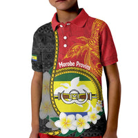 Personalised PNG Morobe Provins Kid Polo Shirt Papua New Guinea Plumeria Melanesian Pattern - Polynesian Pride