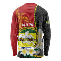 Personalised PNG Morobe Provins Long Sleeve Shirt Papua New Guinea Plumeria Melanesian Pattern - Polynesian Pride