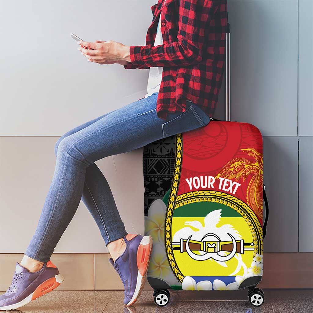 Personalised PNG Morobe Provins Luggage Cover Papua New Guinea Plumeria Melanesian Pattern - Polynesian Pride