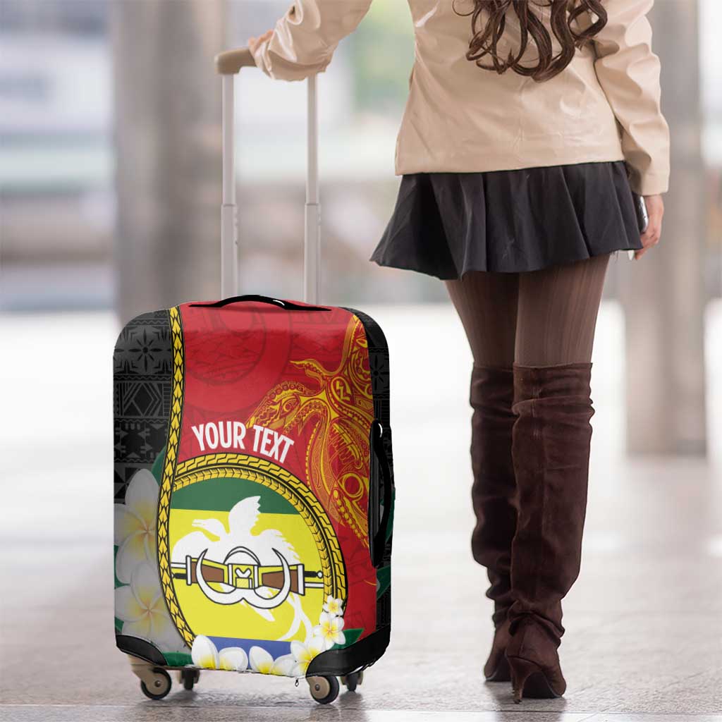 Personalised PNG Morobe Provins Luggage Cover Papua New Guinea Plumeria Melanesian Pattern - Polynesian Pride