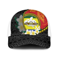 PNG Morobe Provins Mesh Trucker Cap Papua New Guinea Plumeria Melanesian Pattern - Polynesian Pride