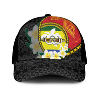 PNG Morobe Provins Mesh Trucker Cap Papua New Guinea Plumeria Melanesian Pattern - Polynesian Pride