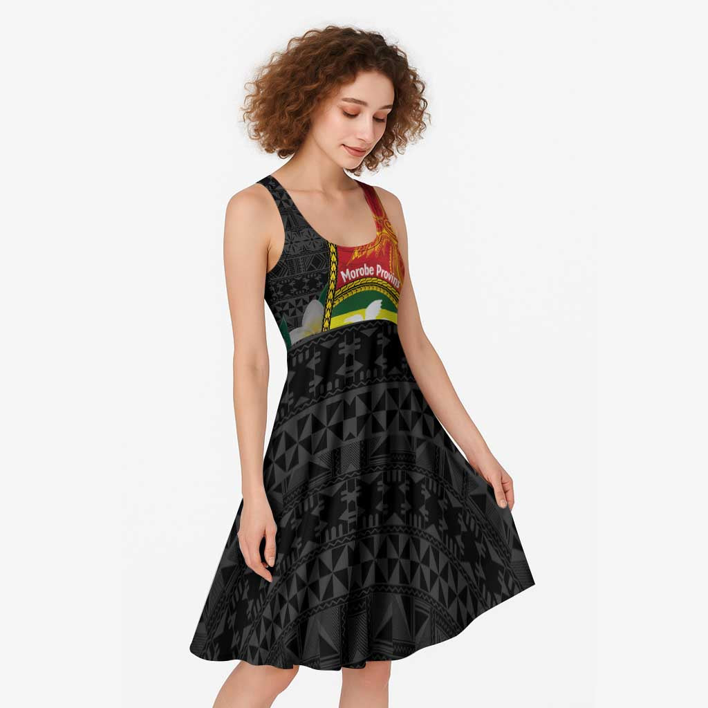 Personalised PNG Morobe Provins Midi Dress Papua New Guinea Plumeria Melanesian Pattern - Polynesian Pride