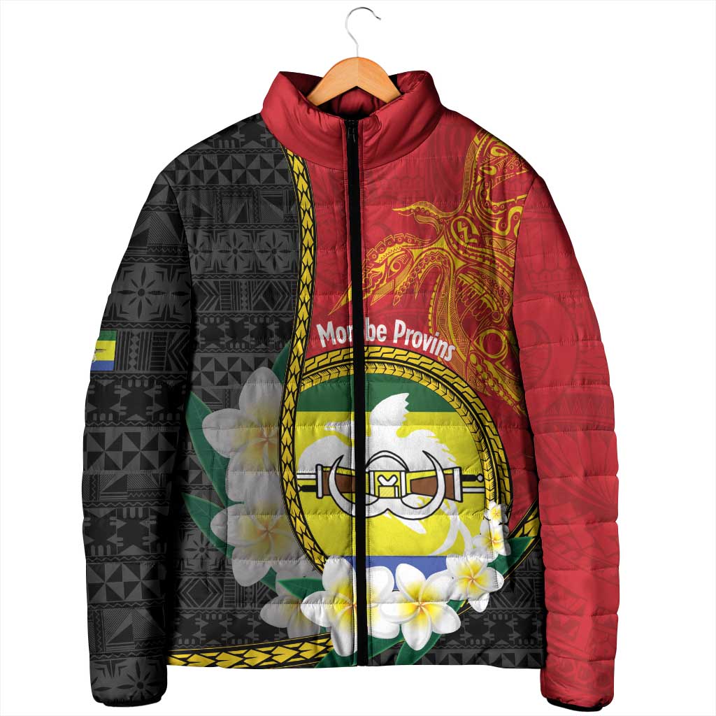 Personalised PNG Morobe Provins Padded Jacket Papua New Guinea Plumeria Melanesian Pattern - Polynesian Pride