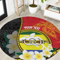 Personalised PNG Morobe Provins Round Carpet Papua New Guinea Plumeria Melanesian Pattern - Polynesian Pride