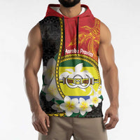 Personalised PNG Morobe Provins Sleeveless Hoodie Papua New Guinea Plumeria Melanesian Pattern - Polynesian Pride