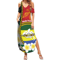Personalised PNG Morobe Provins Summer Maxi Dress Papua New Guinea Plumeria Melanesian Pattern - Polynesian Pride