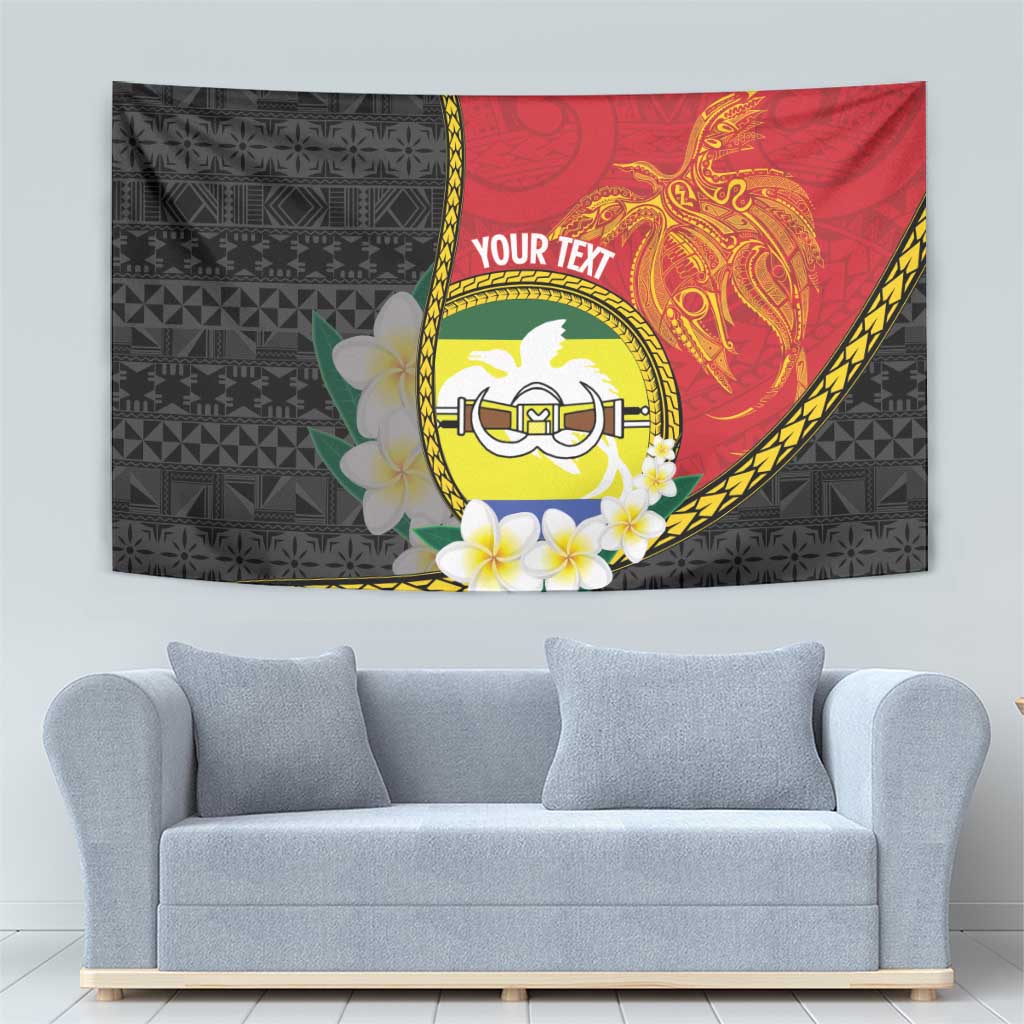 Personalised PNG Morobe Provins Tapestry Papua New Guinea Plumeria Melanesian Pattern - Polynesian Pride