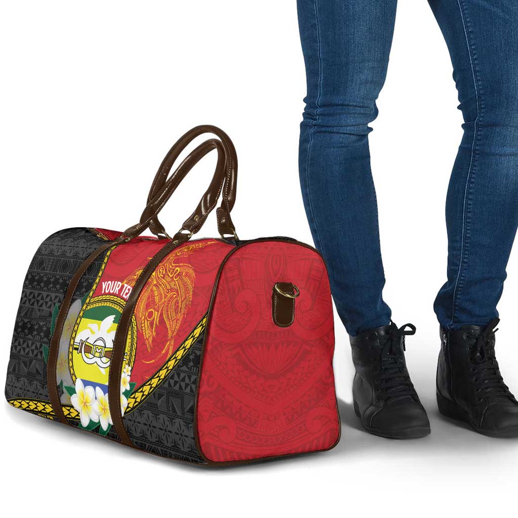 Personalised PNG Morobe Provins Travel Bag Papua New Guinea Plumeria Melanesian Pattern - Polynesian Pride