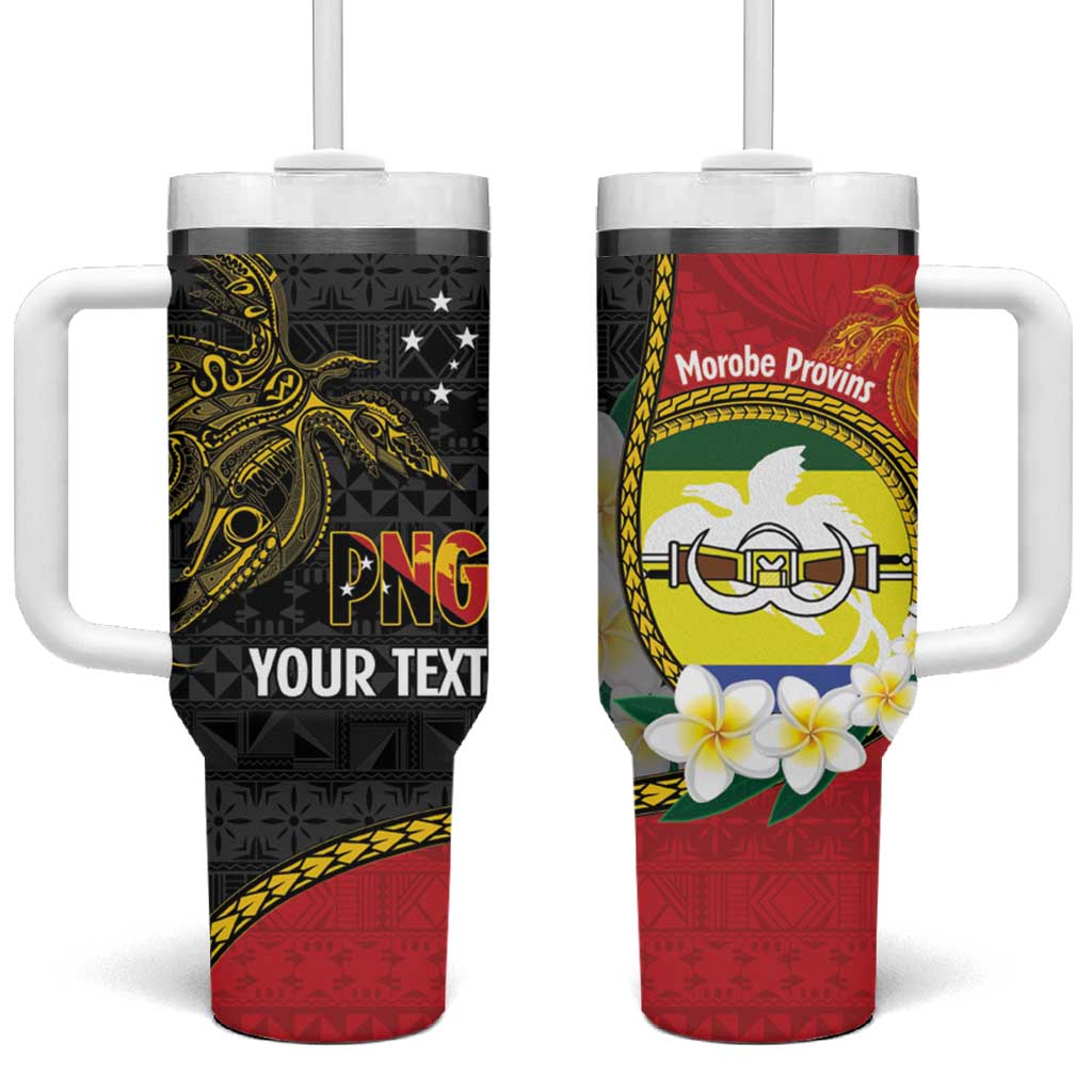 Personalised PNG Morobe Provins Tumbler With Handle Papua New Guinea Plumeria Melanesian Pattern - Polynesian Pride