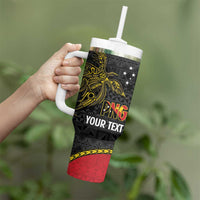 Personalised PNG Morobe Provins Tumbler With Handle Papua New Guinea Plumeria Melanesian Pattern - Polynesian Pride