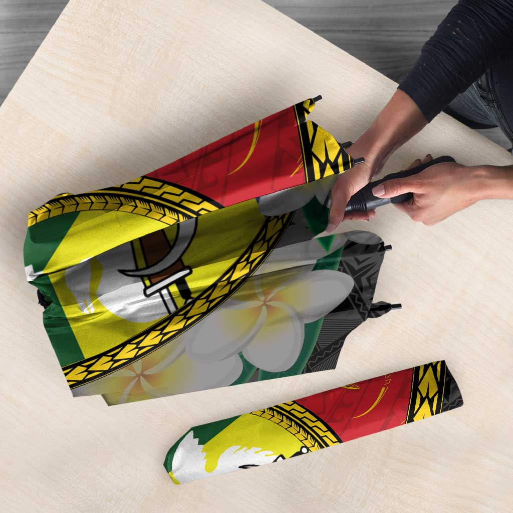 Personalised PNG Morobe Provins Umbrella Papua New Guinea Plumeria Melanesian Pattern - Polynesian Pride